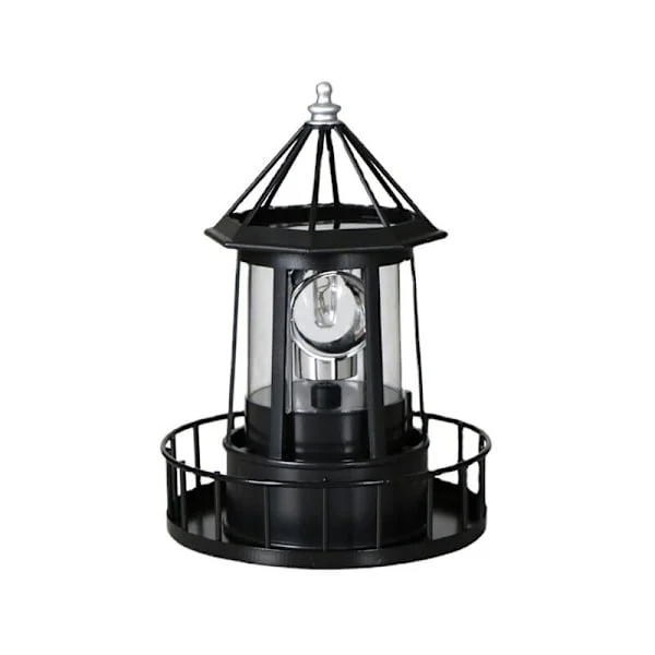 Garden Decoration Lighthouse Solar LED Rotating Warning Light Large Black Iron Lamp