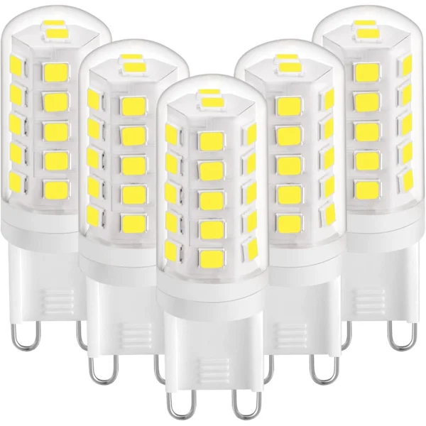 G9 LED-pære 3W Naturlig Hvit 4000K, G9 LED-pærer 420LM, Tilsvarende 28W 40W Halogenpære, G9 LED Corn-pærer Naturlig Hvit 5-pakning