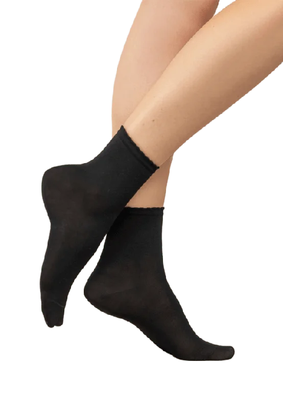 BleuForêt Ankelsocka, merceriserad bomull Sockor Dam Svart 39/41
