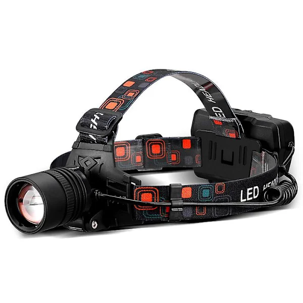 Rød pandelampe, 1000 lumen genopladelig pandelampe med zoomable rødt lys pandelampe (rødt lys)