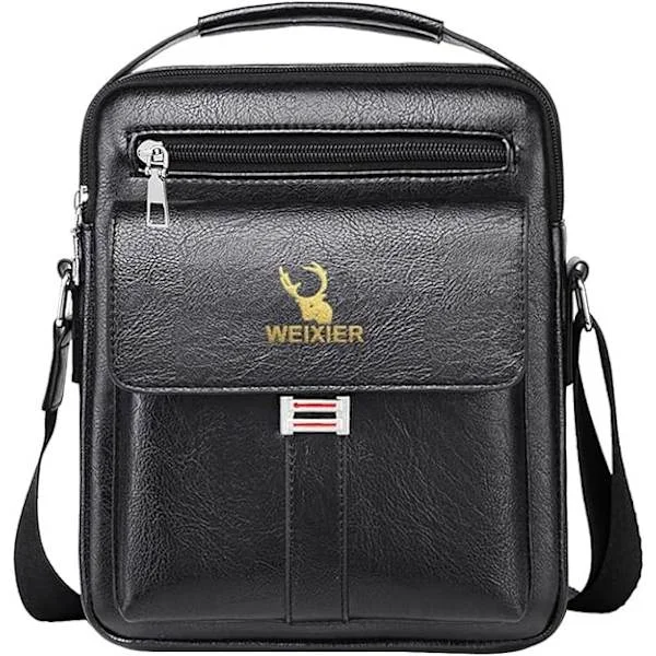 Men's Fashion Bag Crossbody Bag Leather Handbags Work Leather Bags Retro Waterproof Shoulder Bag for Business Casual Small Messenger Travel Bag