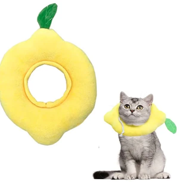 Beskyttelseskrave, Katte Restitusjonskrave, Kattekjegle, Maksimal Justering 28 cm, Kattekrave for Etterbehandling, Sitronformet Beskyttelseskrave, 