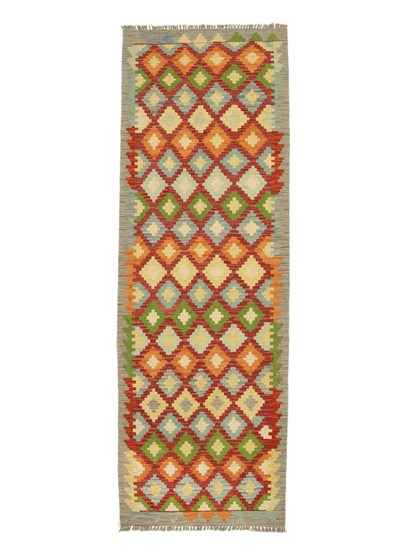 Hand Woven Kilim Afghan Old Style Rug 83X248 Wool Brown/Dark Yellow Small