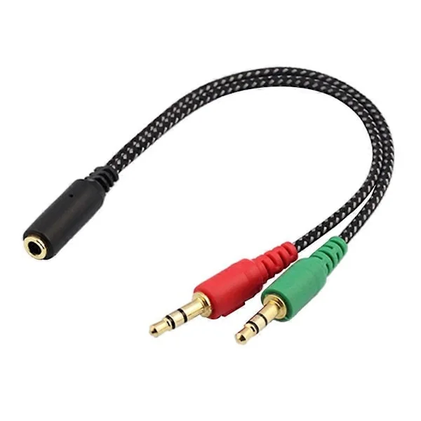 Female to 2 Male Headset Splitter Cable Computer Headphone Microphone Adapter Converter