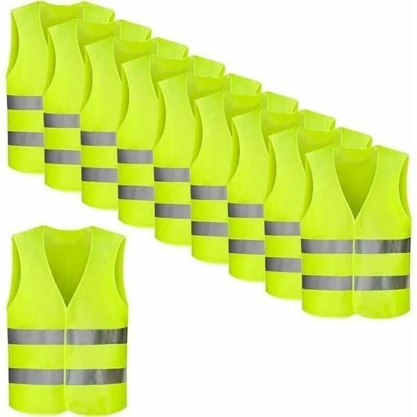Paket med 8 reflexvästar, neon gul, reflexväst, olycksväst, 360 graders reflexväst vägassistans -