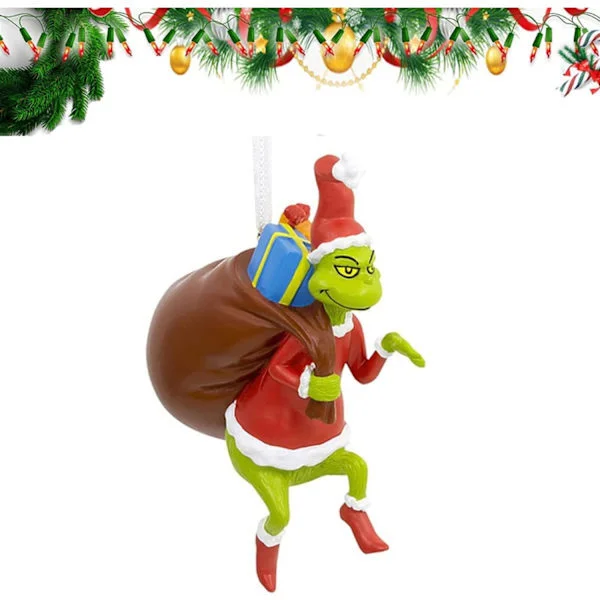 Hylder Grinch Hængende Ornamenter Julepynt Vedhæng, Sjov Harpiks Grøn Grinch Julepynt til Hjemmefest (Grinch med Byrden)