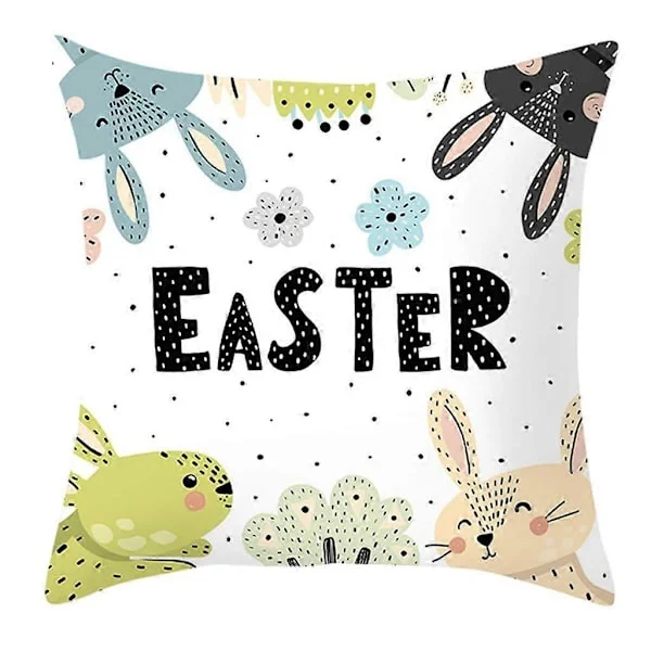 Pääsiäiskoristeet Tyynynpäälliset 45x45 cm Sarjakuva Pupu Munat Kevät Maalaistalo Tyynynpäälliset Eid-lahjat Pakkaus 1 (Fww)