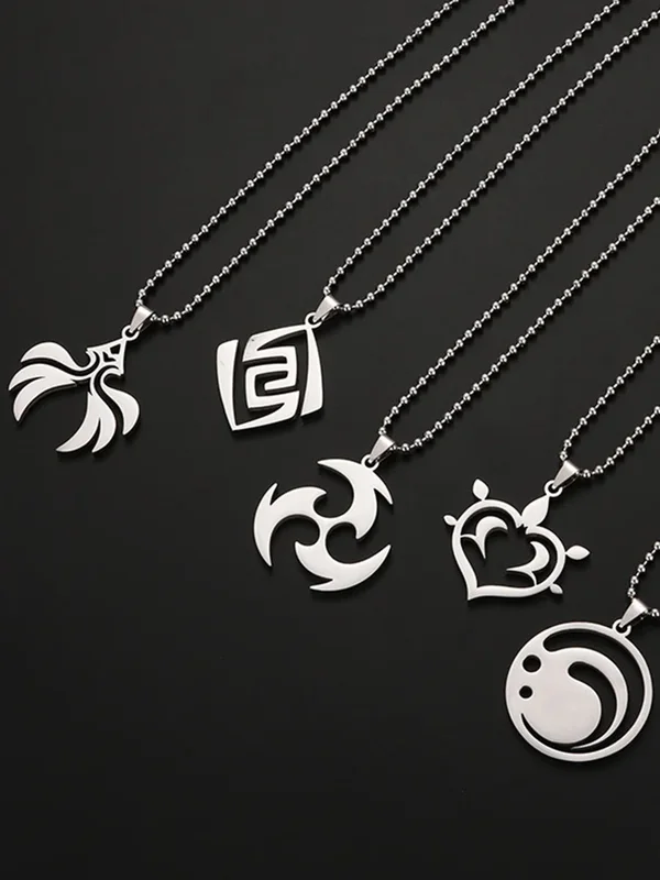 AliExpress - Genshin Impact Titan Anhänger Halsketten Element Pyro Hydro Anemo Elektro Dengro Cyro Geo Hutao Boo Schmuck für Spieler Fans