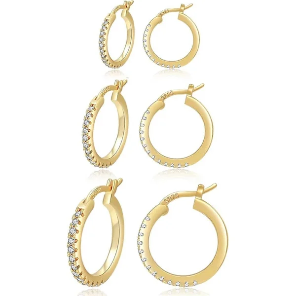 Gold Earrings for Women, Sterling Silver Studs, Small Gold Earrings, 14k Real Gold, Small Hypoallergenic Earring Set for Women and Men