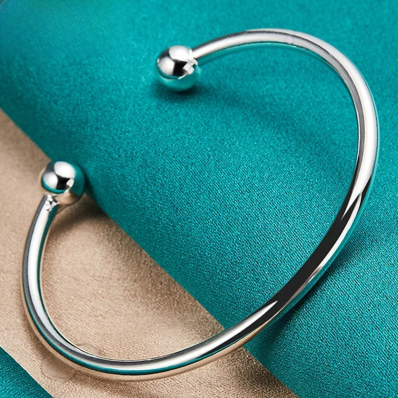 AliExpress - DOTEFFIL 925 argent Sterling 4mm lisse solide perle Bracelet boutons de manchette bracelets pour femme homme mariage fiançailles fête 