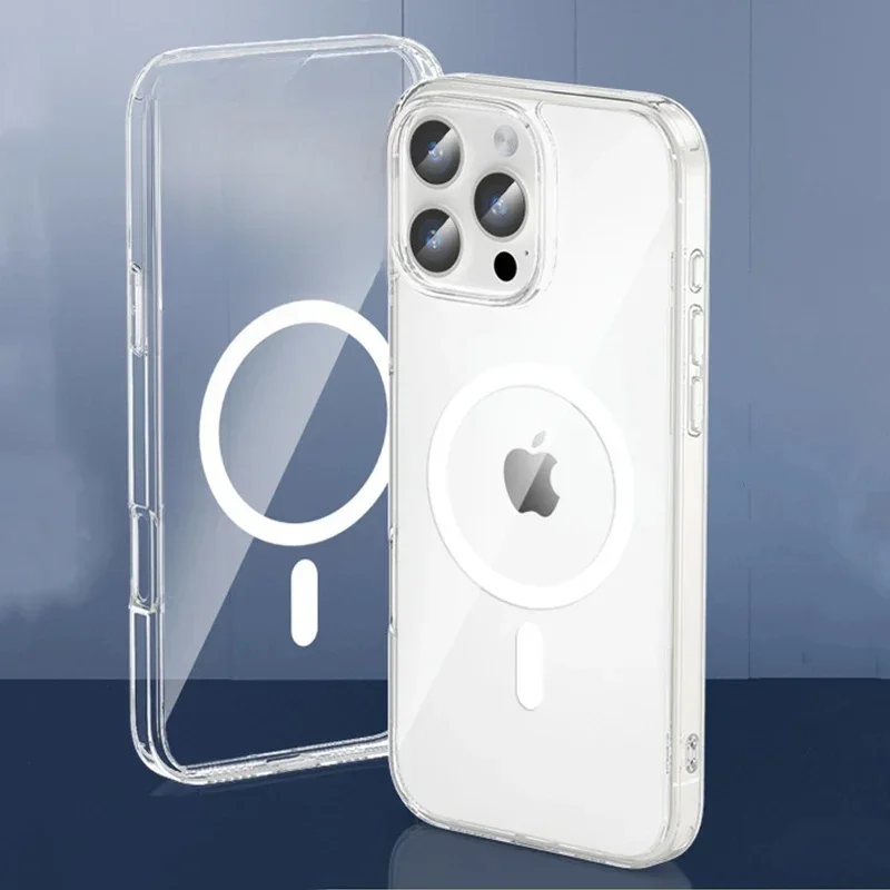 AliExpress - Original magnetische transparente Handyhülle für Magsafe für iPhone 17 16 15 14 Plus 13 12 11 Pro Max Wireless Charge Back Cover