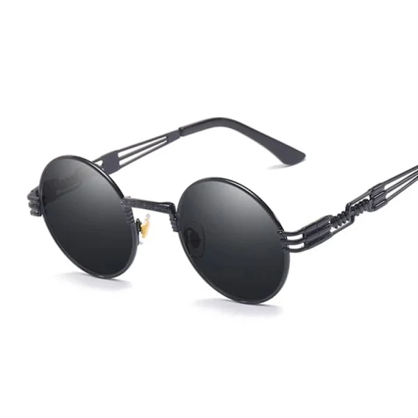 Steampunk Solbriller Dame Runde Briller Mann Linse Unisex Vintage Retro Stil Punk Solbriller Kvinner Oculos De Sol
