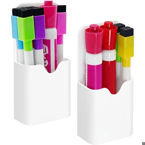 2 magnetiska pennhållare, magnetiska markörhållare för whiteboard, magnetiska pennhållare för kylskåp