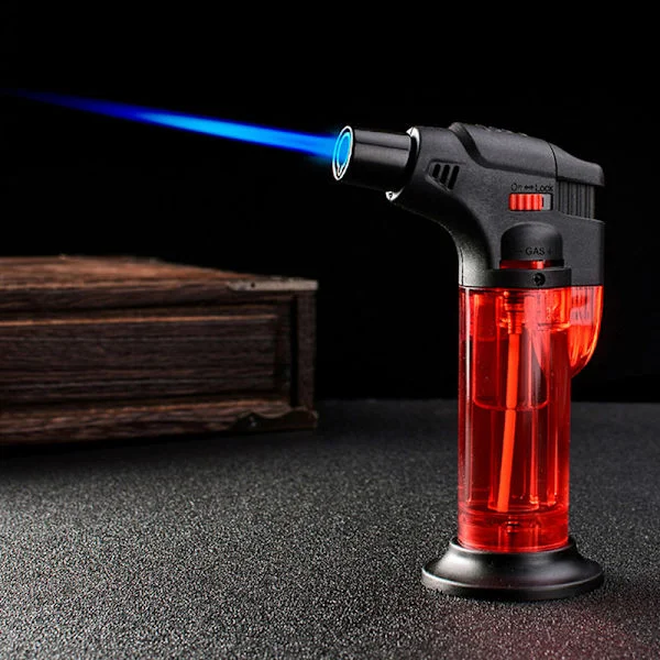 Vindtett lighter kulinarisk blåselampe kokk matlagingslampe lighter flammen justerbar butan påfyllbar for matlaging BBQ-baking DIY-lodding