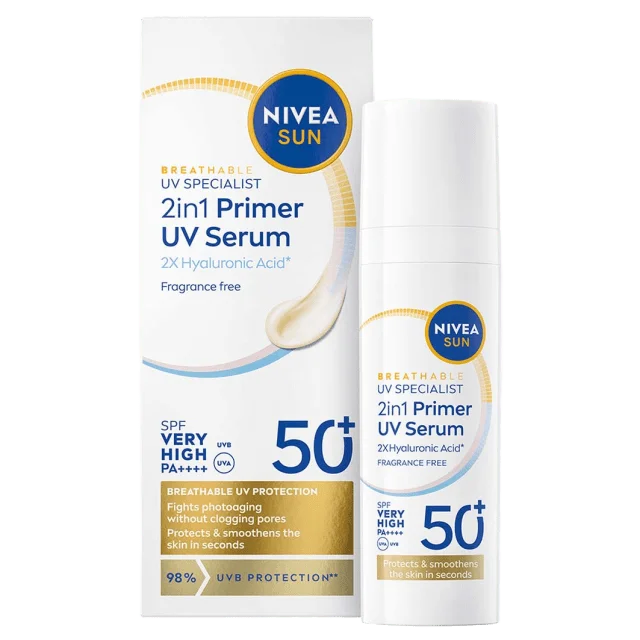 NIVEA Solkräm ansikte UV Face 2in1 Daily Serum SPF50+ Solskydd & solvård Unisex 30,00 ml