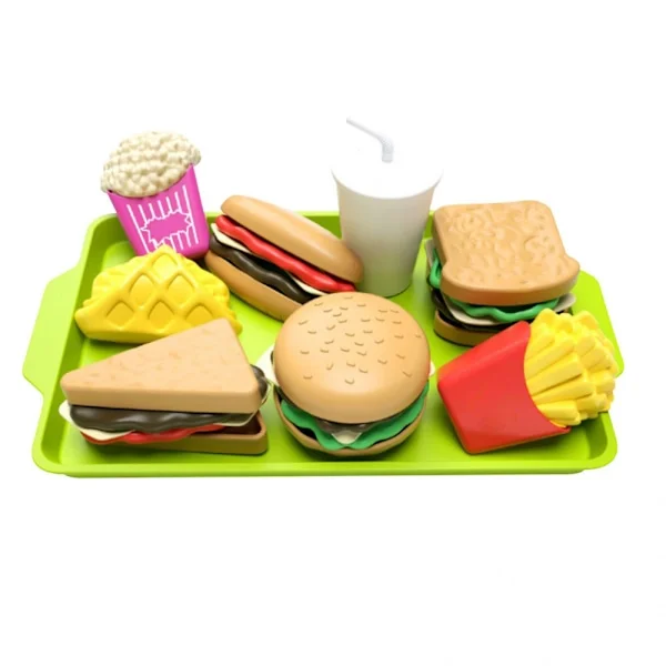 Lekmat Set Konstgjord Hamburgare Bröd Pommes Frites Leksakskök Leksaker
