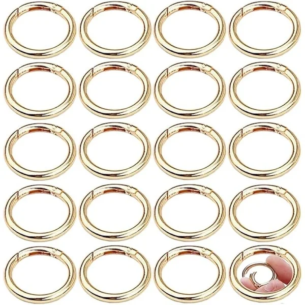 30 st Runda Karbinhakar 33mm Runda Guld Snap Fjäderring Spänne Zinklegering Nyckelring Krokklämmor för Hantverk och Väskaccessoarer