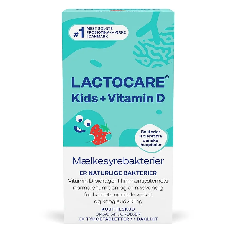 Lactocare Kids Mælkesyrebakterier + Vitamin D 30 tyggetabletter, Helse & Madvarer, Børnevitaminer, D-vitamin Til Børn