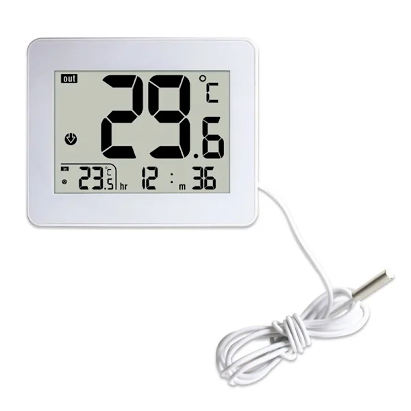 Dubbel digital termometer inomhus utomhus termometer äldre barnkammare elektronisk temperaturregulator vit