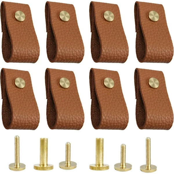 8PCS läderhandtag, moderna läderhandtag, mjuka läderskåpshandtag, lädermöbelhandtag för skåp, dörrar, lådor, garderober