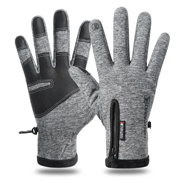 Winter Fishing Gloves for Men and Women, Windproof, Water-Repellent, Touchscreen Gloves for Cold Weather, Motorcycle, Running (Grey, XL)