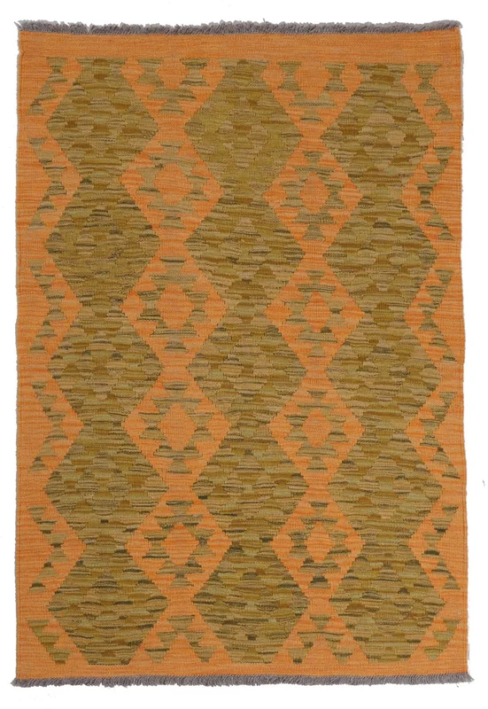 Handvävd Kelim Afghan Old Style 101X149 Ullmatta Brun Liten