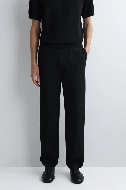 COS Men's Joggers Straight Leg Punto De Doble Faz in Negro