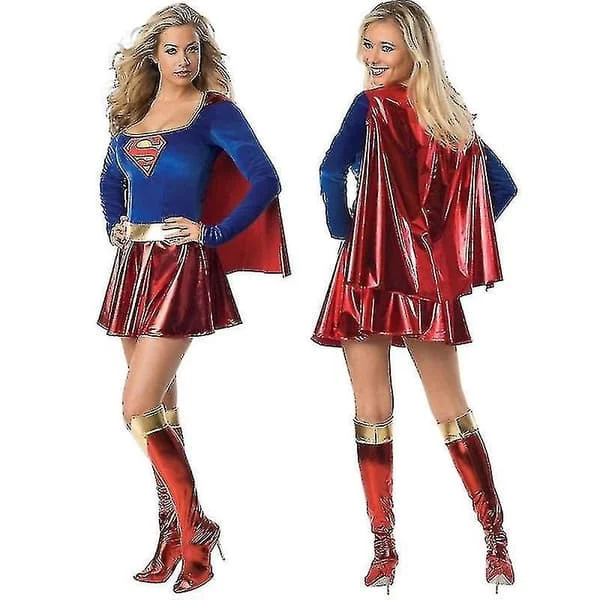 Voksen Superhelt Kostyme Kjole Sko Deksel Sett Supergirl Superhelt Halloween Kostyme A X