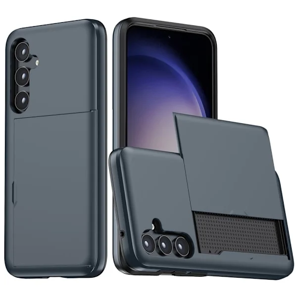 SKALO Samsung A55 5G Armor Suojakuori korttikotelo - Sininen