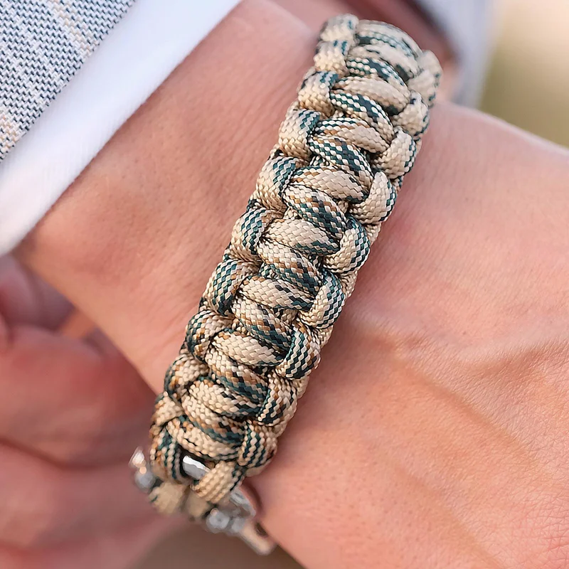 Pulsera de cuerda de paracaídas arena para hombres - Pulsera de supervivencia