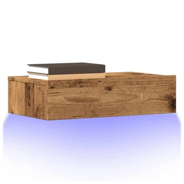 vidaXL TV-bänk med LED-belysning gammalt trä 60x35x15,5 cm, TV-bänk, hi-fi möbel, underhållningscenter, TV-skåp, 856343
