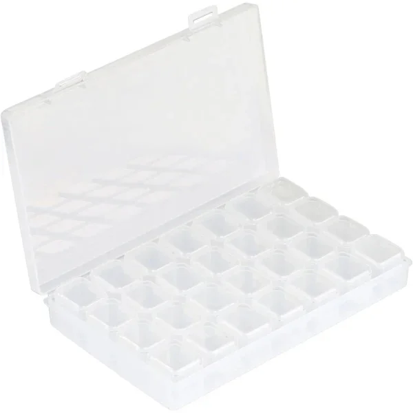 28 Rum Plastiksorteringsboks Transparent Boks Plastikboks til Opbevaring af Perler Neglekunst Rhinestones Negletilbehør Tabletter