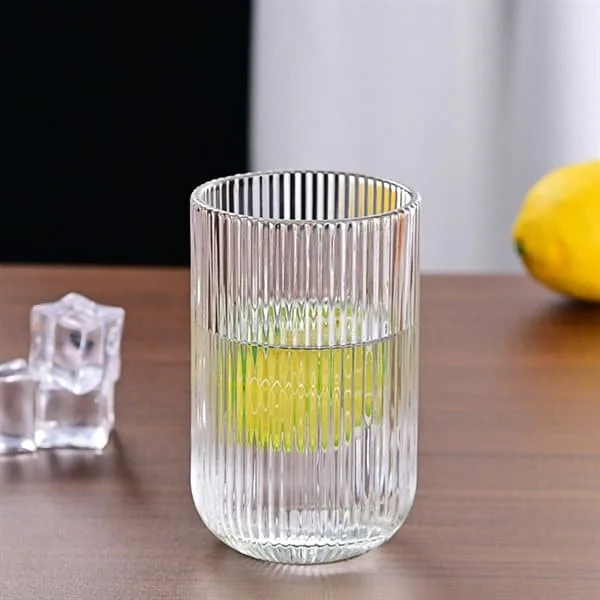 Drikkeglass 400 ml av riflet borosilikatglass / riflet glass / vannglass