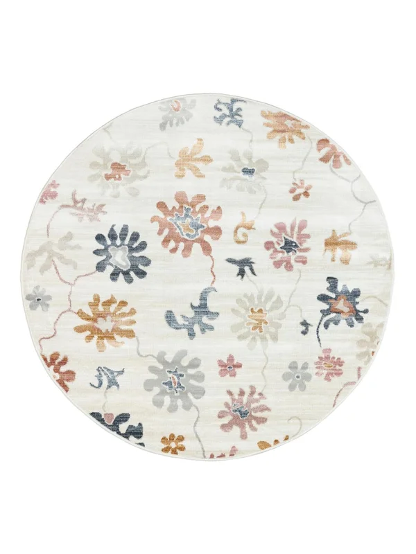 Indoor/Outdoor Rug Washable Small Blush Flower - Multicolor (Pastel) Ø 150 Classic Style