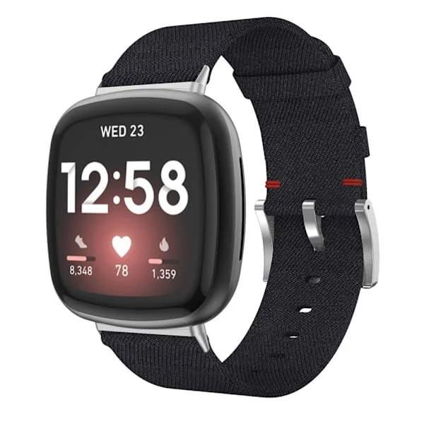 Canvas reim Fitbit Versa 3/Sense Svart
