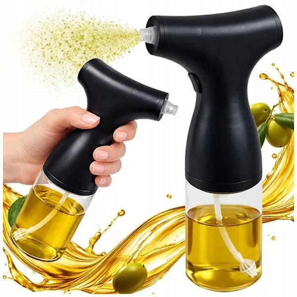 Elektrisk oljesprayflaske 200 ml i glass – Oppladbar spray for olje, eddik og dressing Svart