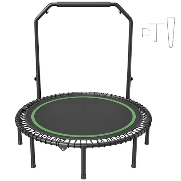 Mini trampolin flexibel 51 po-Duoku-Maximal belastning 205 kg-Fitness trampolin med justerbart handtag i 4 nivåer