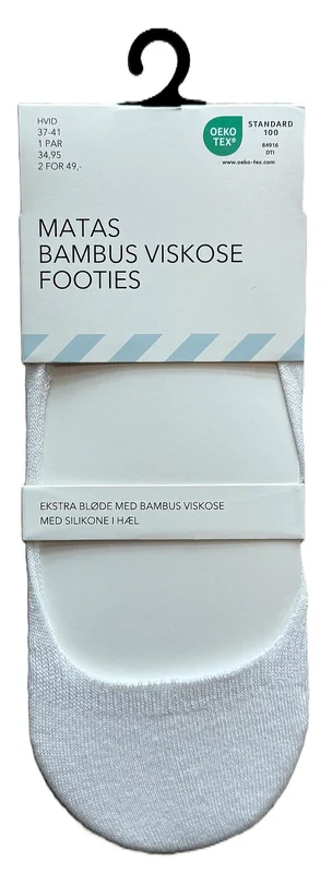 2 for 49,-, Matas Striber Bambus Viskose Footies Hvid 37-41, Tøj & Bolig, Strømper, Footies