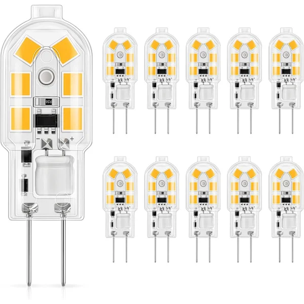 10-pak G4 1,5W LED-pære, 160lm, AC/DC 12V-pærer, erstatning, varm hvid 3000K, ikke dæmpbar, ingen flimmer, LED-stiftpære, lille pære