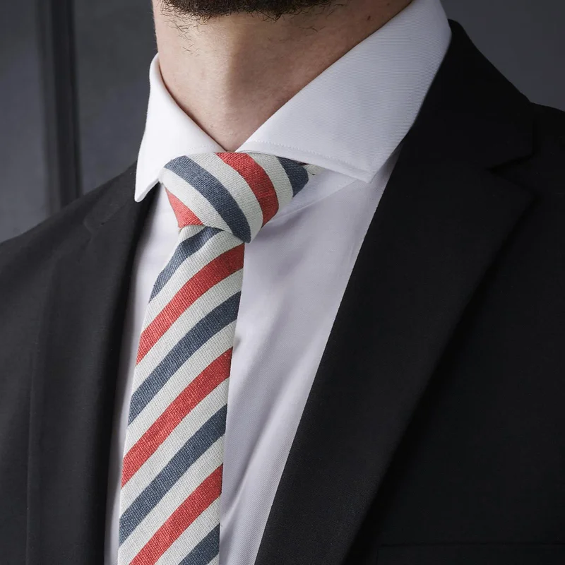Corbata de rayas azules y rojas para hombres - Corbatas estrechas