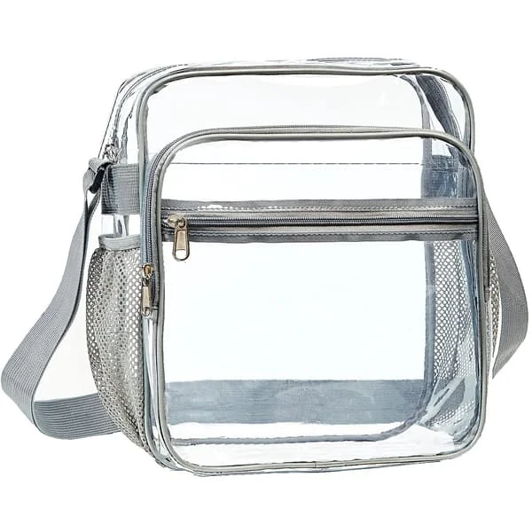 Gennemsigtig taske stadion godkendt, gennemsigtig crossbody taske med justerbar rem til koncerter, sportsbegivenheder