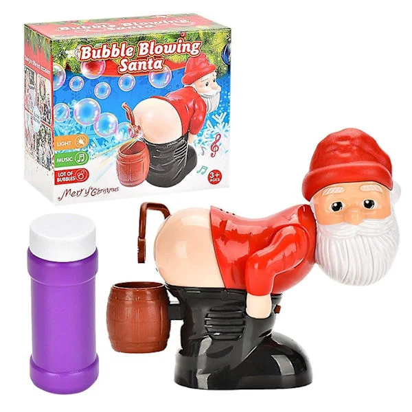 KZQ-Rolig Automatisk Pruttande Såpbubbelmaskin med Jultomte, Jultomte Såpbubbelmaskin Leksaksdekoration