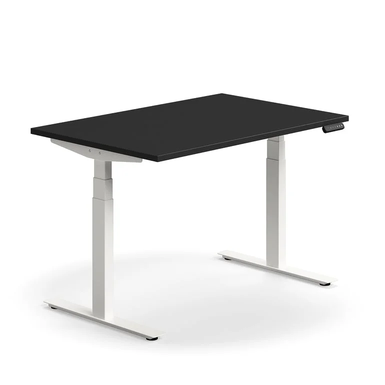 Skrivbord QBUS, höj- och sänkbart, 1200x800 mm, vit, svart