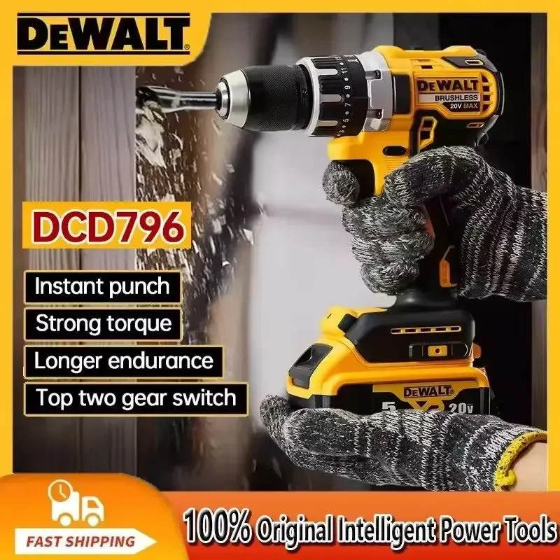 AliExpress - Dewalt DCD796 perceuse à percussion sans fil perceuse sans brosse multifonctionnelle Rechargeable Portable 20V batterie outils 