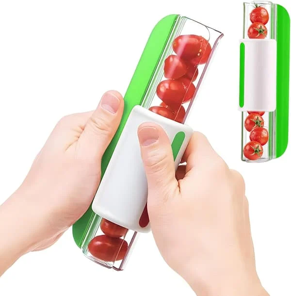 Grape Cutter Tomato Slicer, Multifunctional Small Fruit Slicer, Kitchen Accessory Fruit Vegetable Slicer, Grape Cutter for Toddlers (Green)