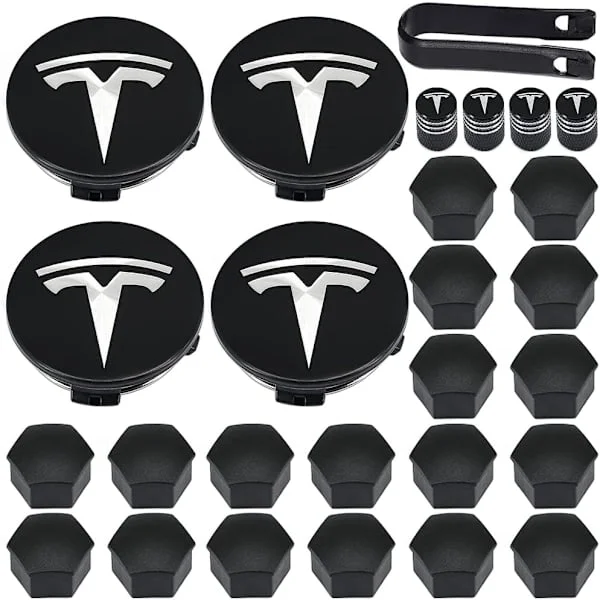 Hjulnavkapslar, Tesla navkapslar centrumkapslar för Tesla Model 3, Model Y, Model S, Model X, silver logo