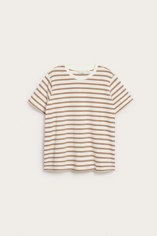 Kappahl | Randig t-shirt i bomull Beige L | Dam