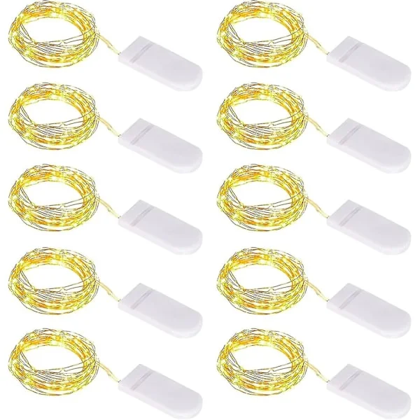 10 stk. LED Lyslenke Batteri, Lyslenke Liten Med Batteri, 1m 10 Micro