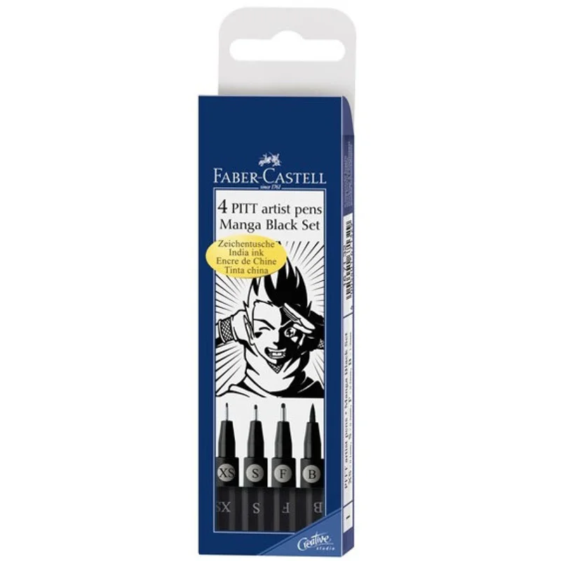 Faber-Castell PITT Artist Pens Manga Lot de 4 Black