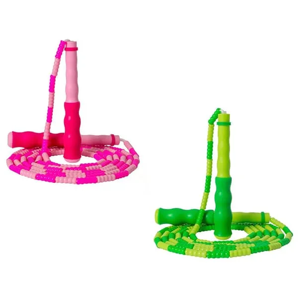 Hopprep för barn: 2-pack pärlhopprep för fitness. Träning Hopprep Barnpresenter, grön + rosa